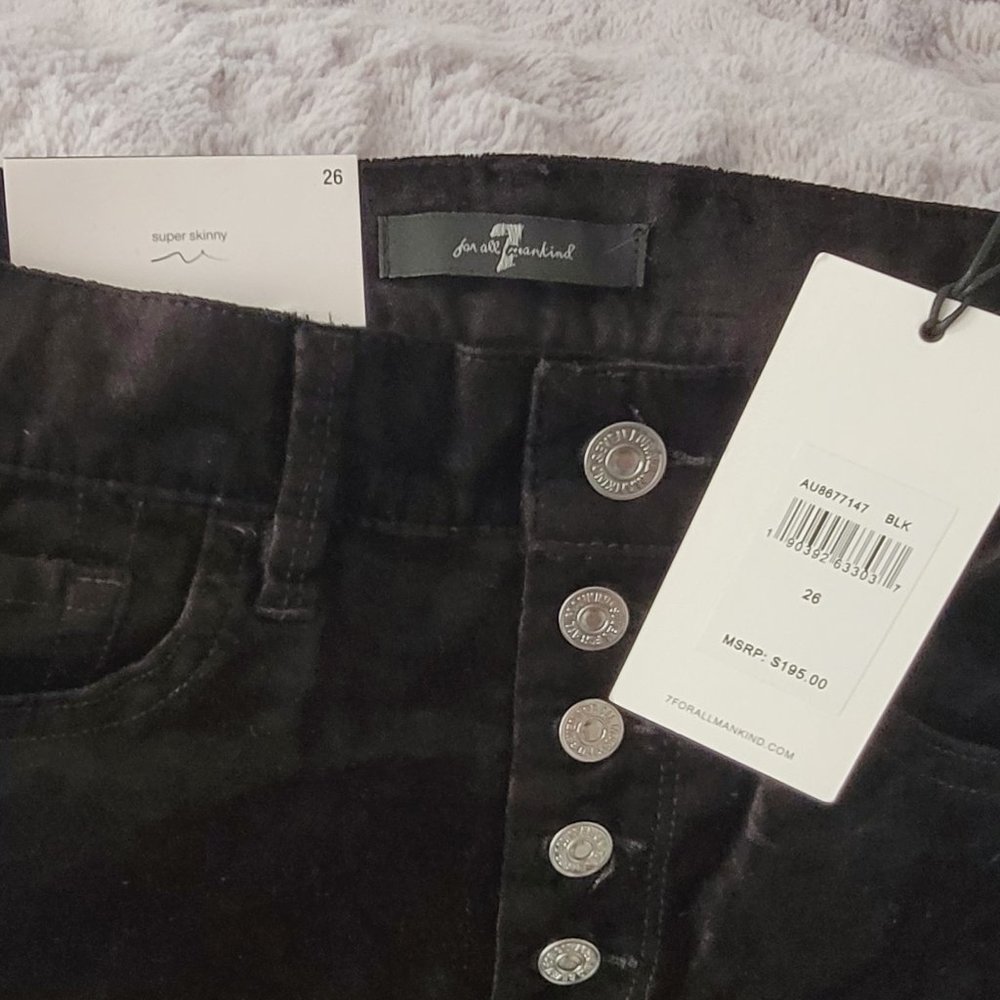 7 Jeans: Black Velvet Skinny's! High Wasted. Size 26. Brand New with Tags. - Picture 2 of 5